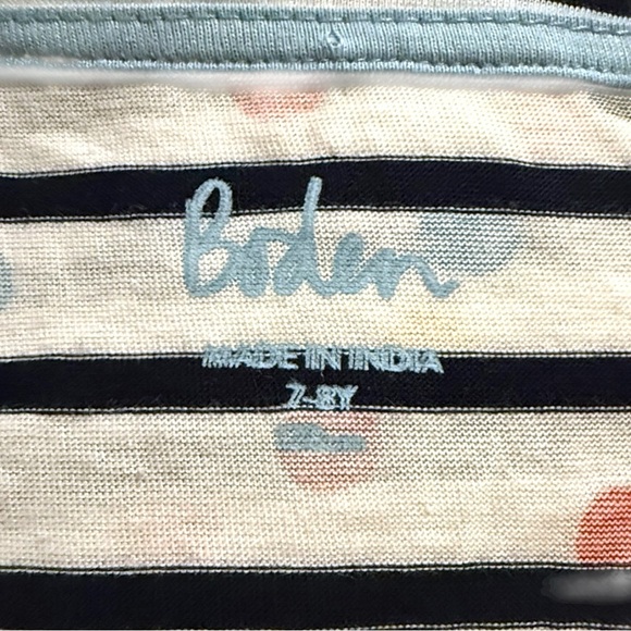 Mini Boden Girls Long Sleeve Tee Striped Polka Dot Cotton Shirt Size 7–8 - Picture 3 of 5